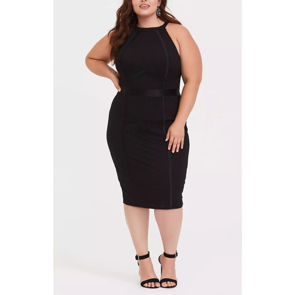 torrid Dresses & Skirts - Torrid Black Jersey Halter Bodycon Dress Stretch Sleeveless Chic Plus Size 1 1X